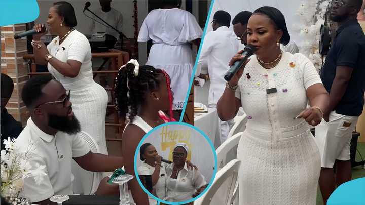 Nana Ama McBrown’s Biological Mom Slays in White Gown at Her 70th Birthday Party