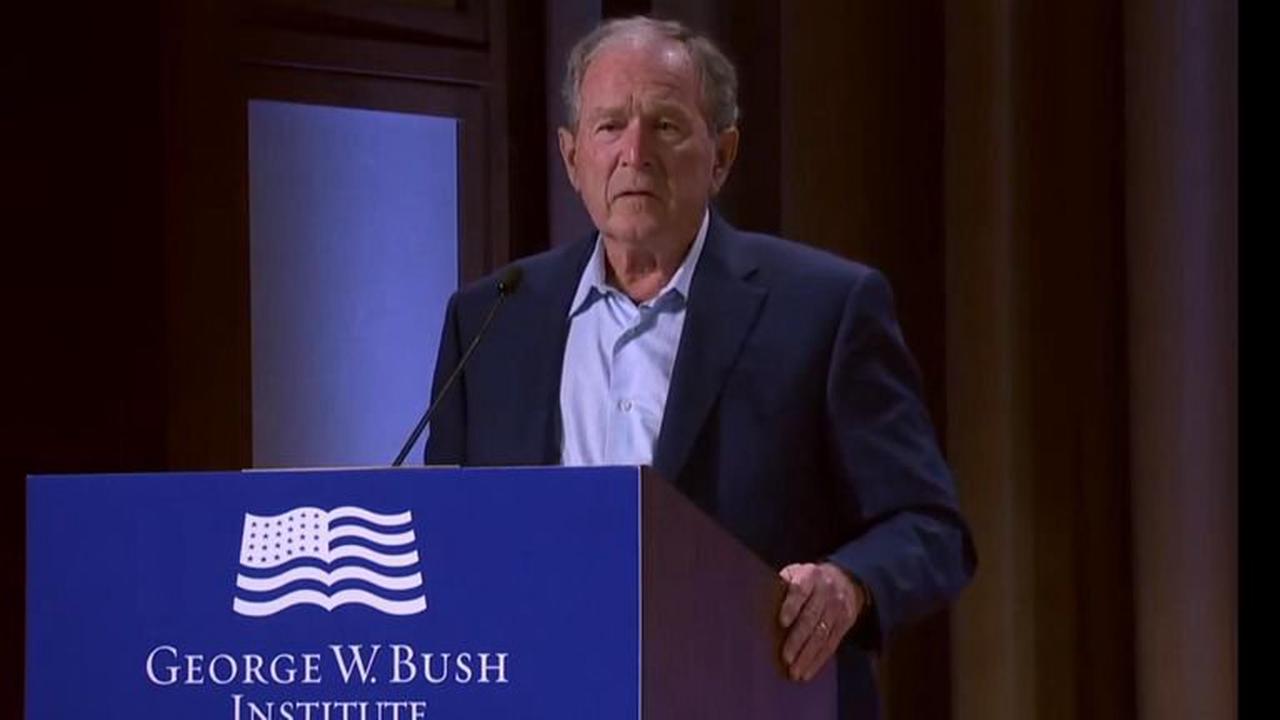 George W Bush accidentally condemns 'unjustified and brutal' Iraq invasion