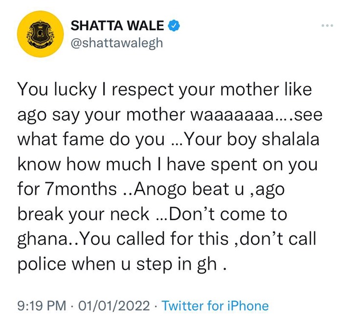  My mother doesn?t control my career, I run my own shit - Shatta Wale replies Burna Boy.