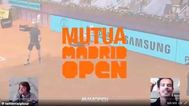 Andy Murray punches the air in delight (right) after winning the Virtual Madrid Open