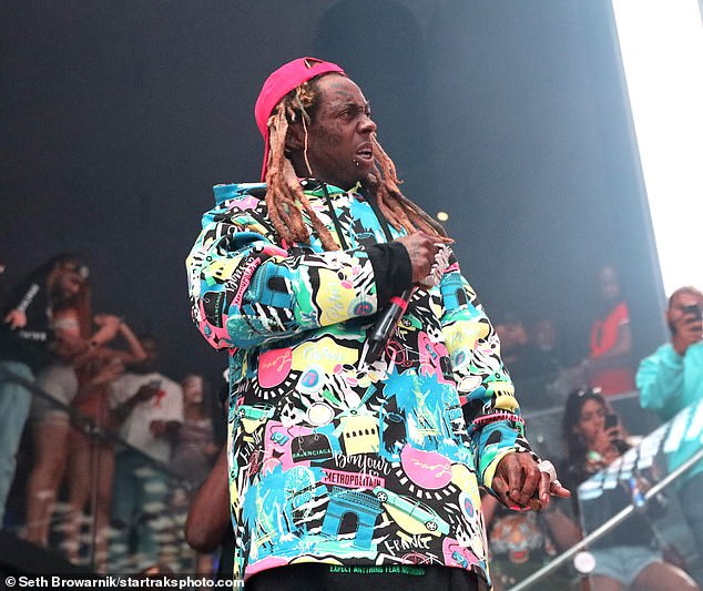 Headliner: Lil Wayne took to the stage during the highly publicized weekend event at the popular Miami nightclub
