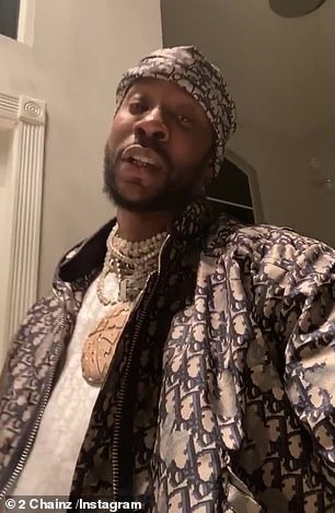 Showing off: The 42-year-old rapper gave fans a detailed look at his expensive outfit via his Instagram story on Sunday evening prior to his LIV nightclub arrival