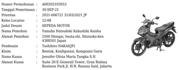 Paten Yamaha 135LC (DJKI Kemenkumham)