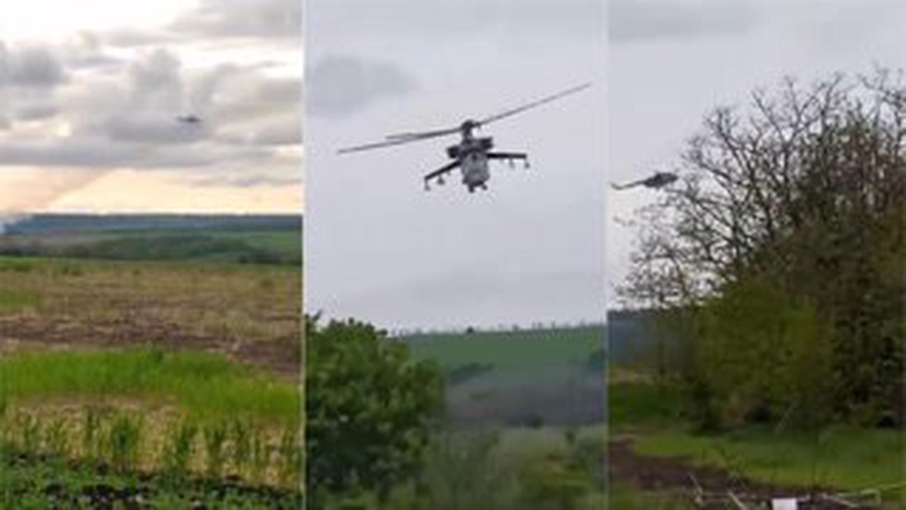 Ukraine filmed firing rockets at Russian positions in a spectacular helicopter attack