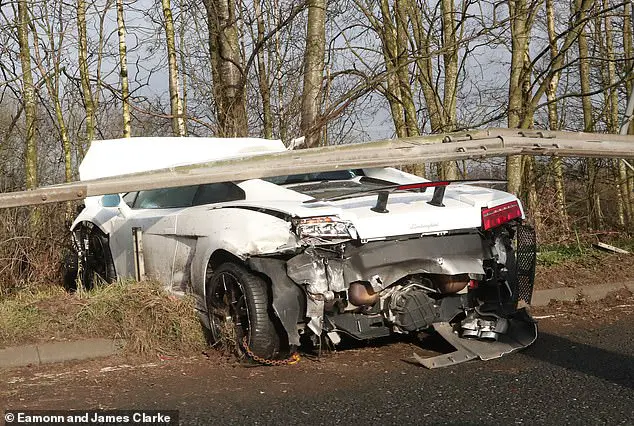 Pictures of his badly smashed up Lamborghini emerged across social media on Monday