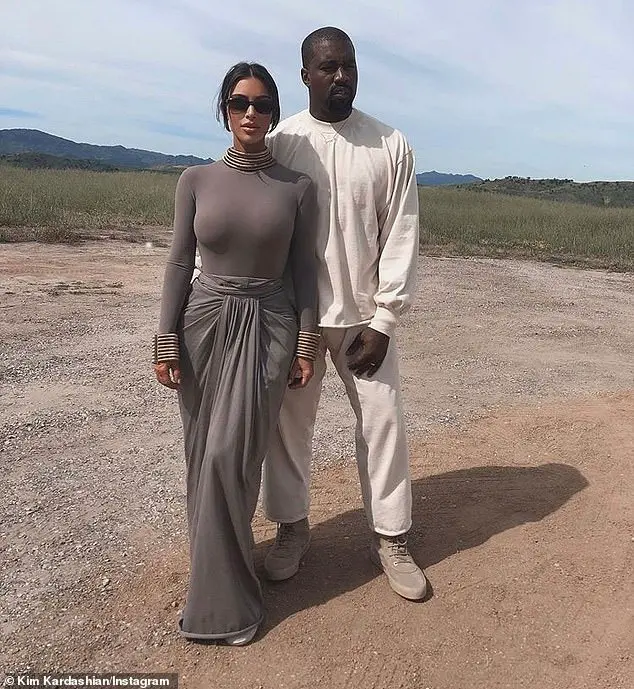 Sunday Service: Kim has previously called Kanye's weekly Sunday Service 'just a very spiritual Christian experience' (pictured together at a previous Sunday Service)