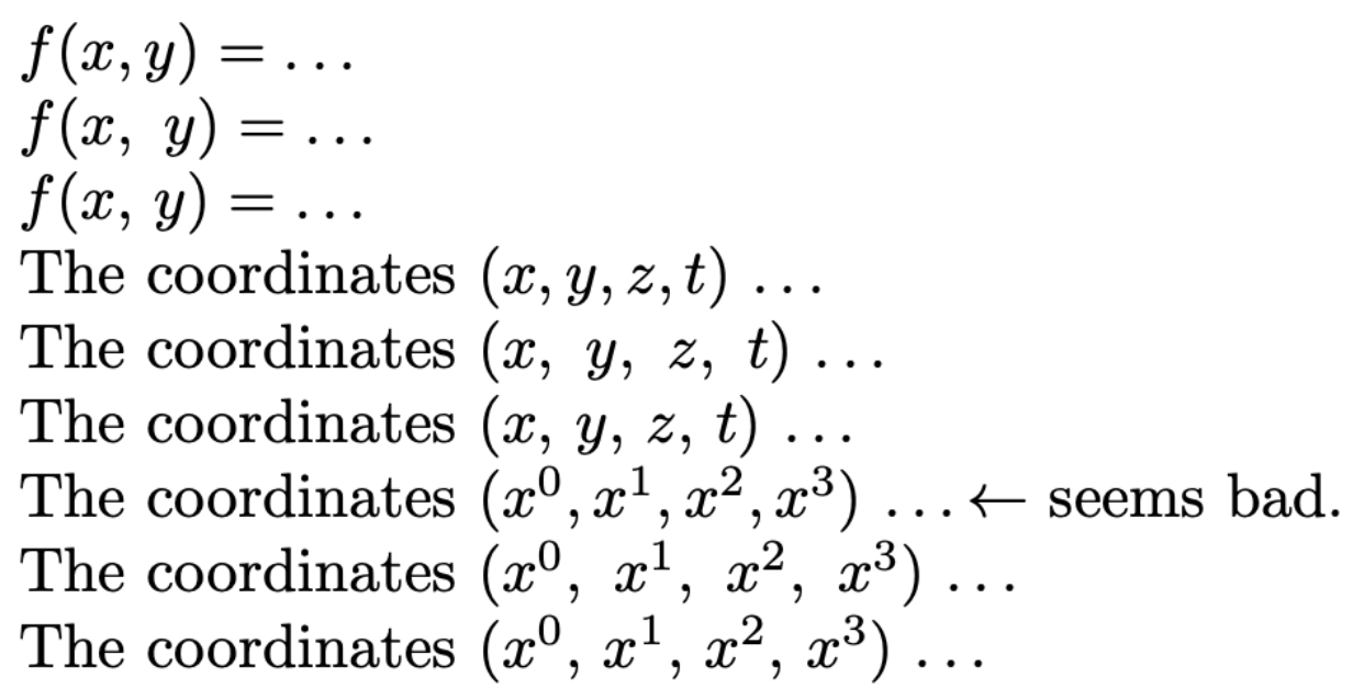 What is the correct way to write a set of multiple variables or
