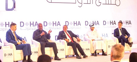 President John Dramani Mahama (2nd from left) speaking during the panel discussion