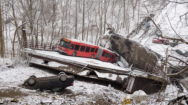 10 people injured after snow-covered bridge collapses in Pittsburgh  (photos)