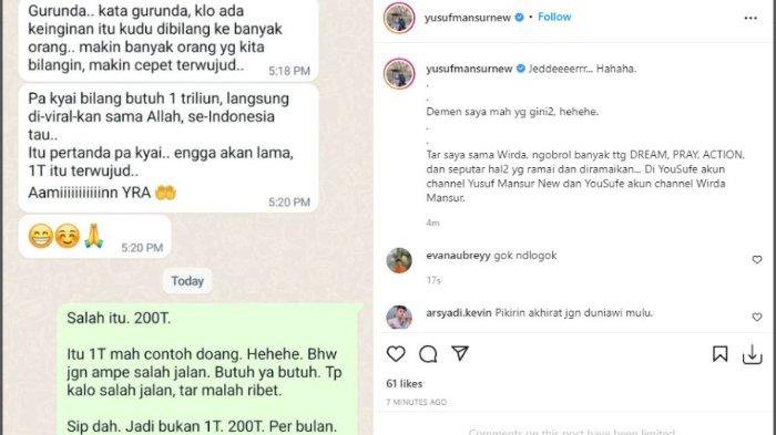 Ustaz Yusuf Mansur optimis dapat Rp 200 triliun per bulan.