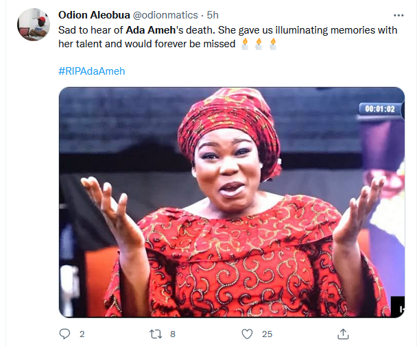 Nigerians express shock over news of Nollywood actress, Ada Ameh