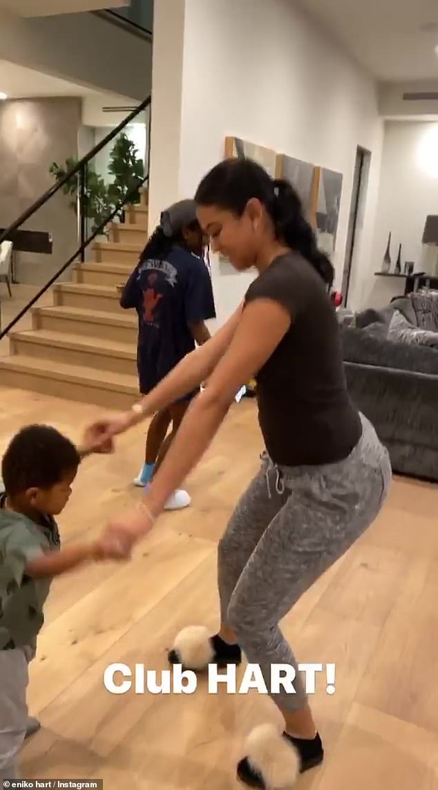 Club Hart: Eniko danced around with their two-year-old son Kenzo