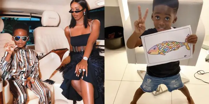 Screenshot: Kelly Rowland react after Tiwa Savage posted a perfect picture of a fish her son drew