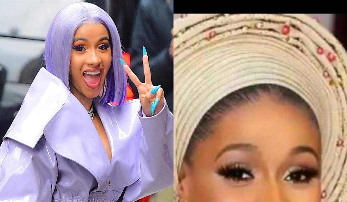 Cardi B shares picture of herself in Yoruba traditional attire (Photo)