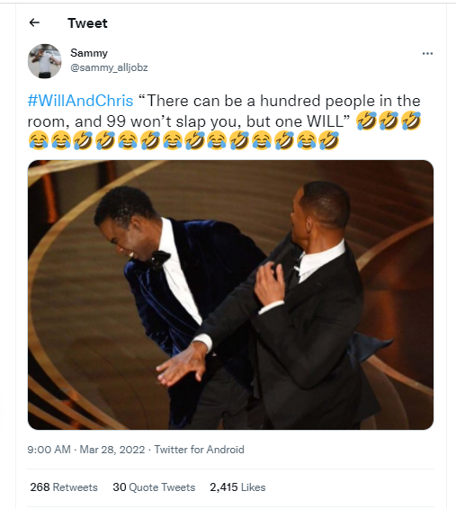 Celebrities, fans react to Will Smith slapping Chris Rock at the Oscars