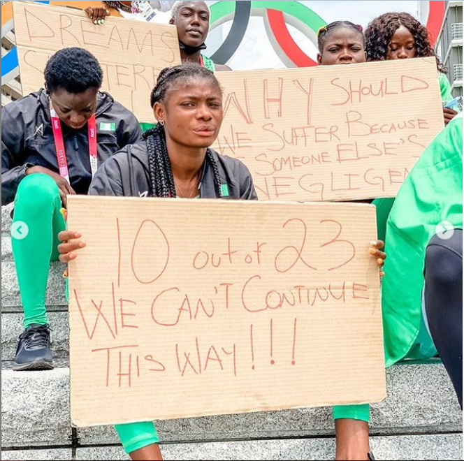 Tokyo 2020 Olympics: Disqualified Nigerian Athletes storm the streets of Japan to protest? (photos)