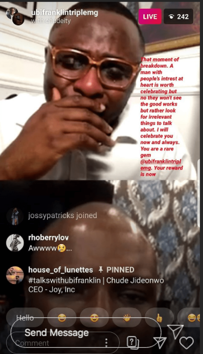 Ubi Franklin Breaks Into Tears On Live Video, In Sympathy Of What People Are Going Through