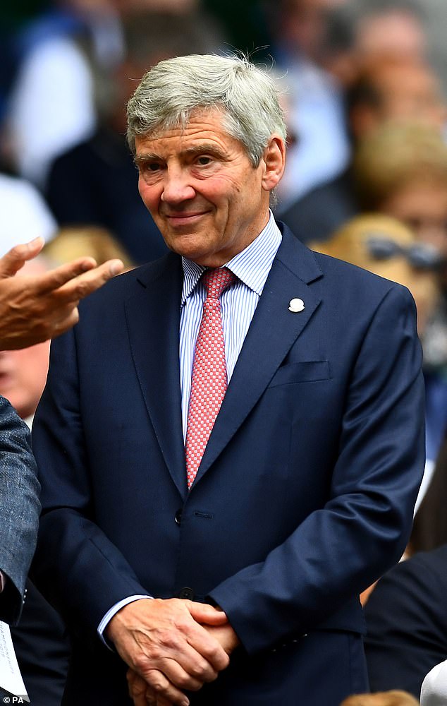 Royal fans were quick to draw similarities between Prince Louis and Michael Middleton. Pictured, in the royal box on day three of the Wimbledon Championships at the All England Lawn Tennis and Croquet Club, Wimbledon