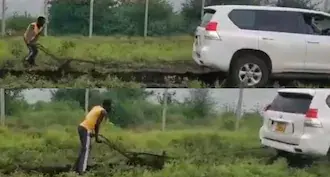 Video of Luo man ploughing using Toyota Prado lights up internet