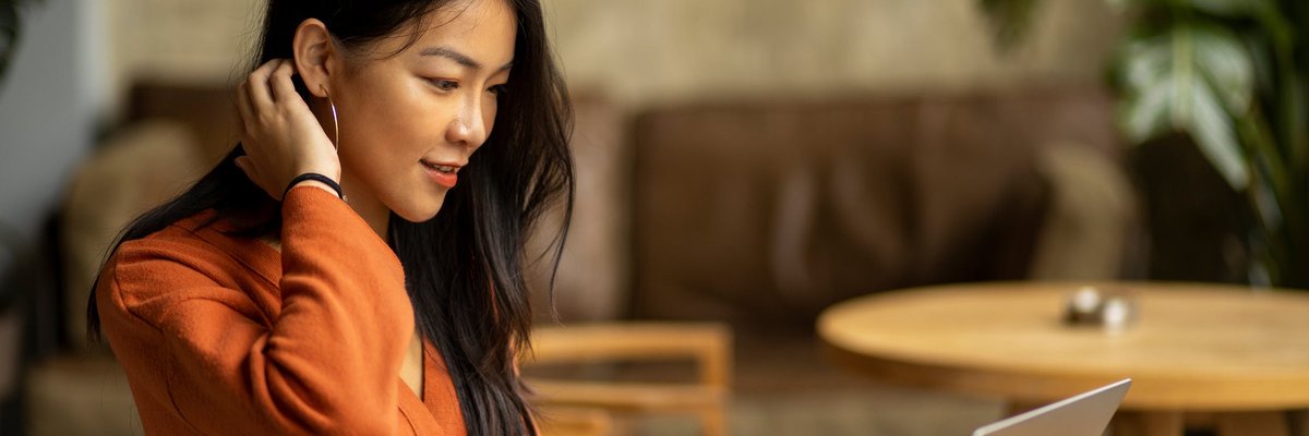 Young woman using her laptop.