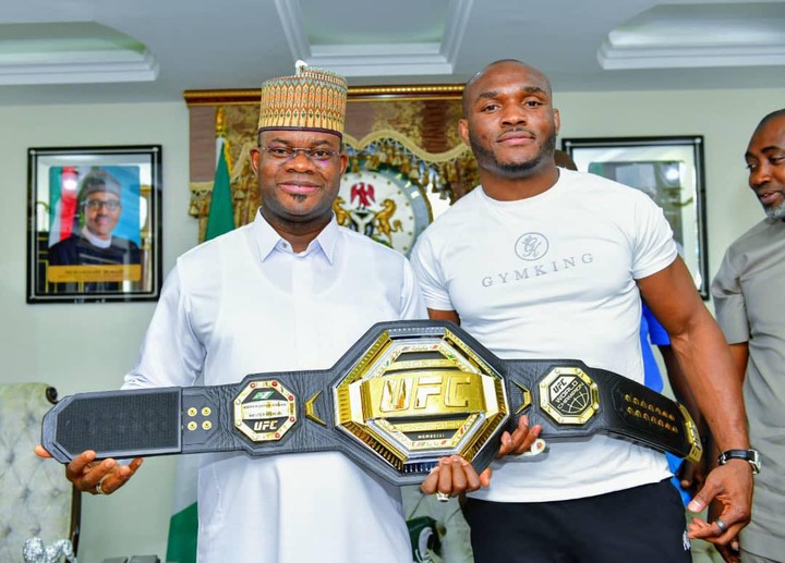 Nigerian UFC star, Kamaru Usman meets Governor Yahaya Bello (Photos)