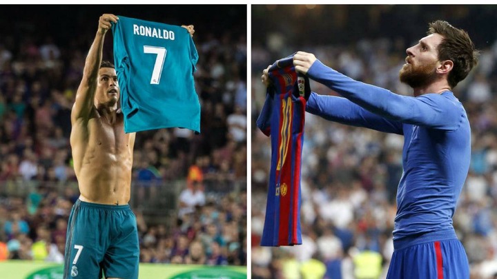 Spanish Super Cup | Cristiano copies Messi&#39;s shirt celebration in Camp Nou  win - AS.com