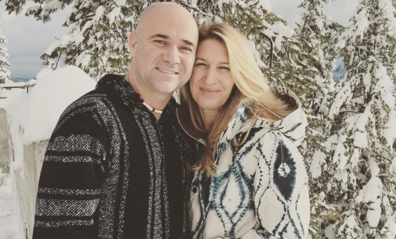 Andre Agassi And Steffi Graf Pose In A Snowy Station Wagon With Their ...