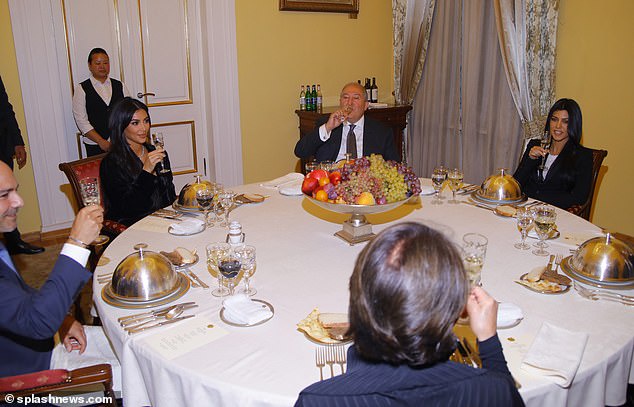 Dining in high places: During the trip, Kim and Kourtney had dinner with the President of Armenia, Armen Sarkissian, and his wife, Nouneh Sarkissian, at the Presidential palace
