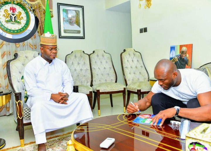 Nigerian UFC star, Kamaru Usman meets Governor Yahaya Bello (Photos)