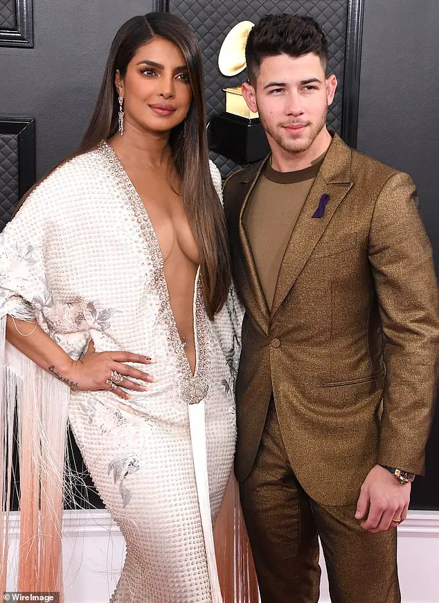 Making the most of it: Priyanka Chopra revealed to Vogue that her and husband Nick Jonas have been using 'the quarantine not only to spend time with each other, but also to sharpen [their] creative skills'; the pair pictured in January