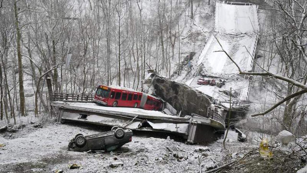 Schneebedeckte Brücke in Pittsburgh bricht zusammen