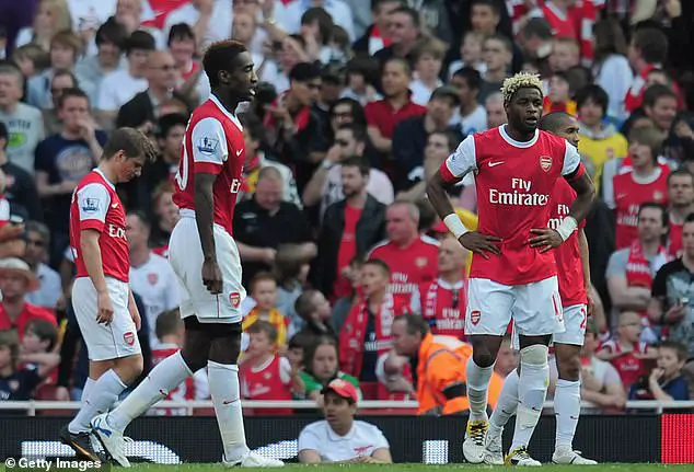 He was one of nine, including Alex Song (second from R), sacked last month by the club