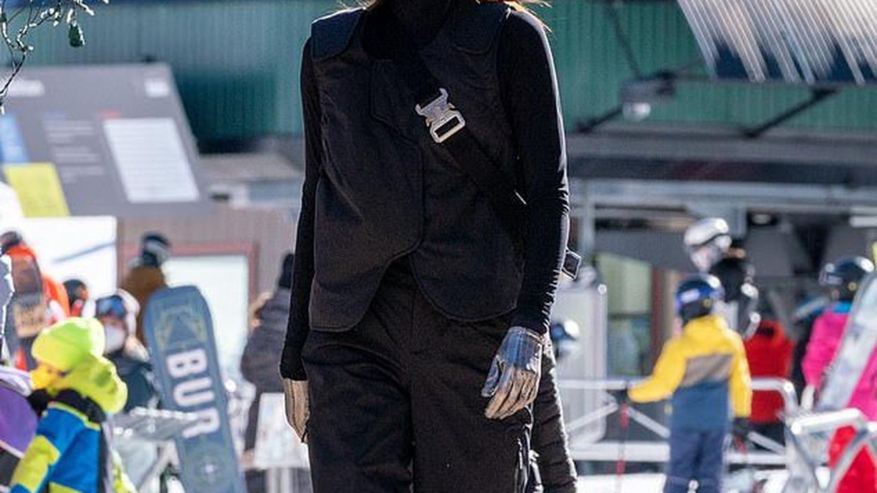 Kendall Jenner looks chic in all-black winter gear as she hits the slopes with friends in the winter hotspot of Aspen