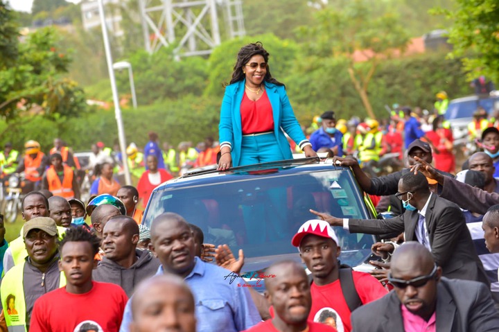 Hon Agnes Kagure smiles as she watches her guards perform security duties during past event. Photo: Agnes Kagure Source: Facebook