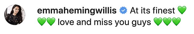 'Love and miss you guys,' the 41-year-old model commented on Moore's post on Monday, which included the famous exes and their daughters Tallulah, 26, and Scout, 28