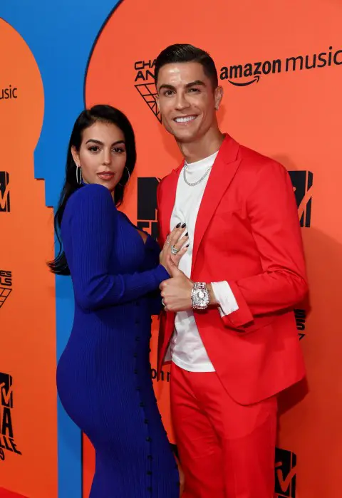 SEVILLE, SPAIN - NOVEMBER 03: Cristiano Ronaldo and Georgina Rodriguez attend the MTV EMAs 2019 at FIBES Conference and Exhibition Centre on November 03, 2019 in Seville, Spain. (Photo by Kevin Mazur/WireImage)