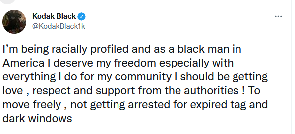 Rapper Kodak Black threatens lawsuit after his recent arrest, claims ?I?m being racially profiled? 