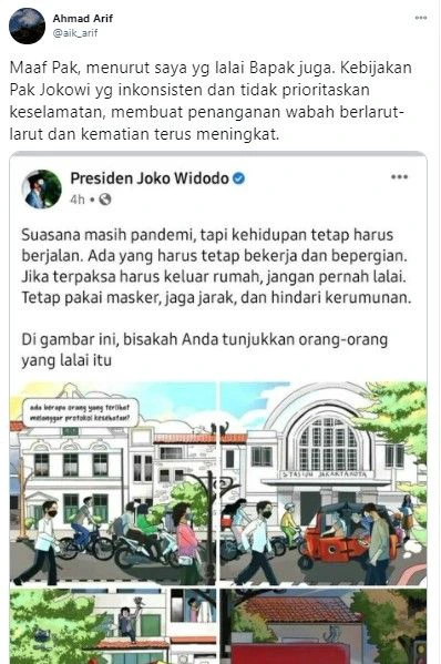 Unggahan Jokowi diprotes publik (Twitter)