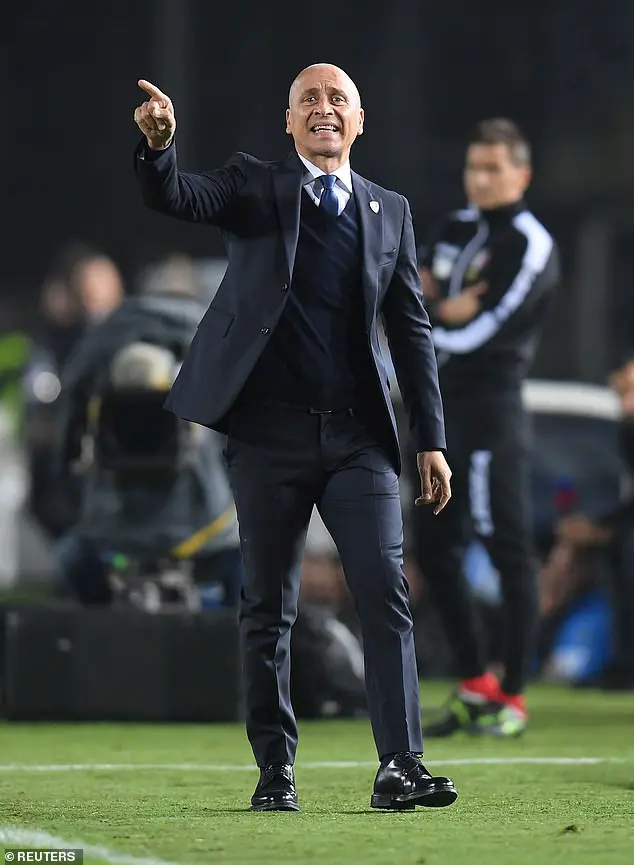 Brescia coach Eugenio Corini directs his team during the clash with Inter Milan