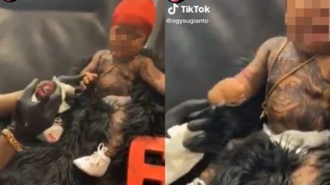 Viral Video Bayi Menangis Sekujur Tubuh di Tato, Warganet Murka: Pelanggaran HAM