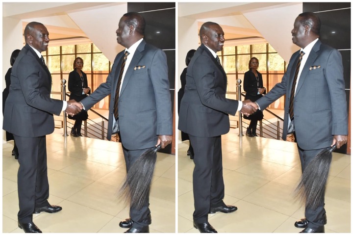 Deputy President, William Ruto And Raila Odinga Shake Hands At The Funeral  Ceremony Of Former President Mwai Kibaki At Nyayo Stadium | Bounce Nation