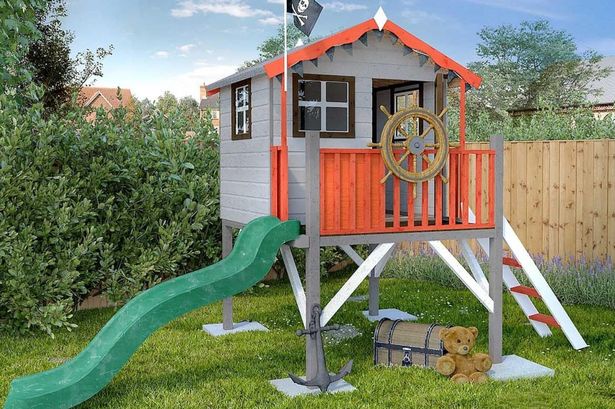 two storey playhouse with slide