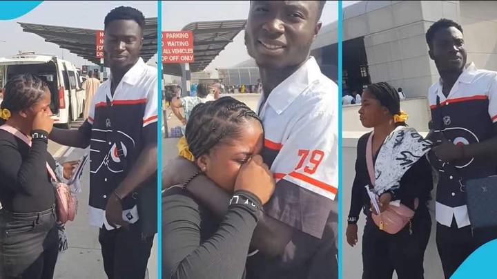 Young Lady Breaks Down in Tears as She Leaves Boyfriend to Travel to Canada