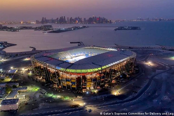Stadion 974 di Doha, Qatar, dibangun menggunakan bahan yang bisa didaur ulang.