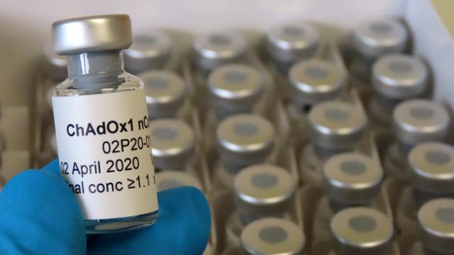 Vial 1 of Box 1. This is the vaccine candidate to be used in Phase 1 clinical trial at the Clinical Biomanufacturing Facility (CBF) in Oxford, Britain, April 2, 2020. (Sean Elias via Reuters)