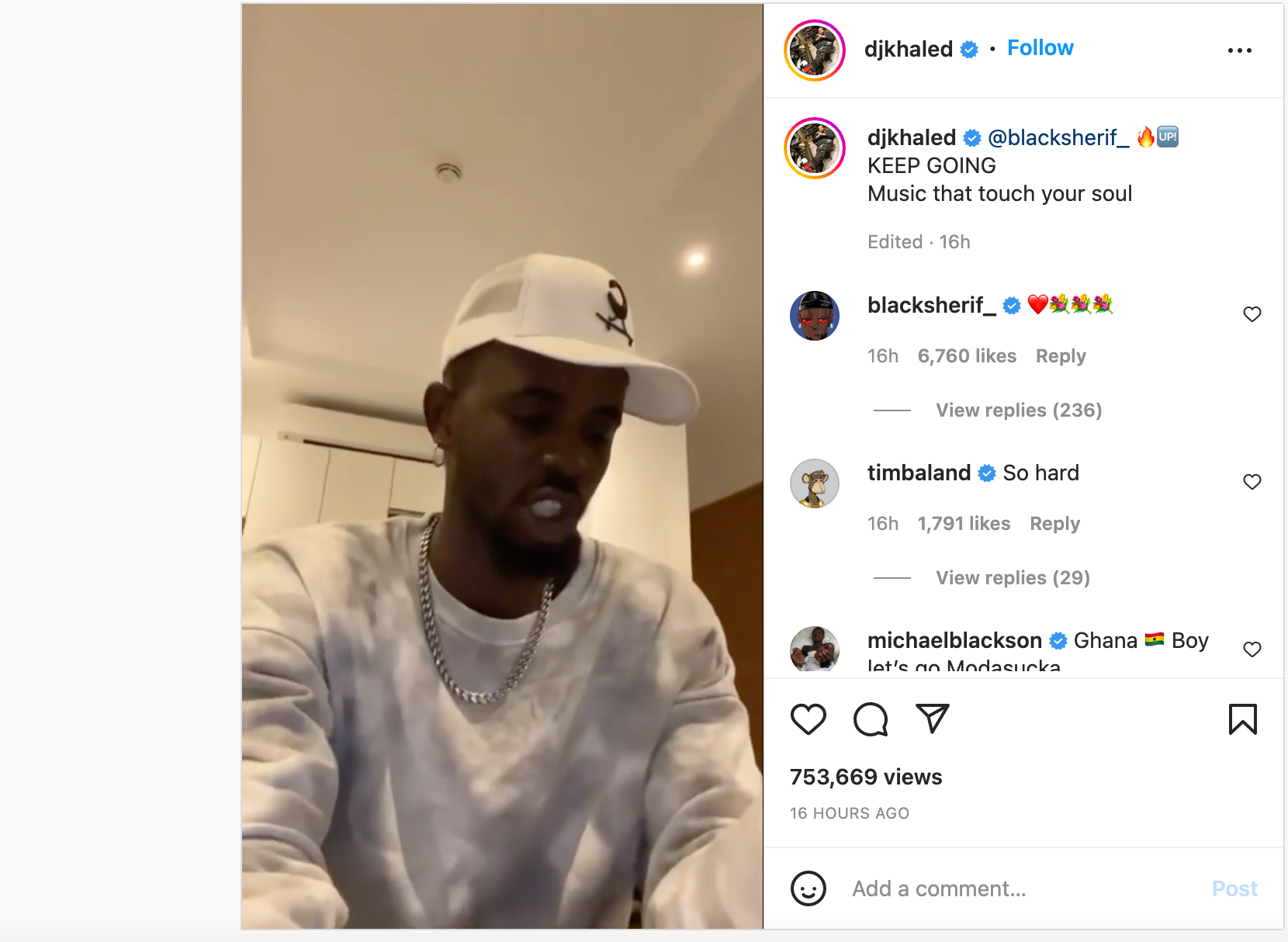 Black Sherif Reacts To DJ Khaled's post of him performing Kwaku The Traveller 