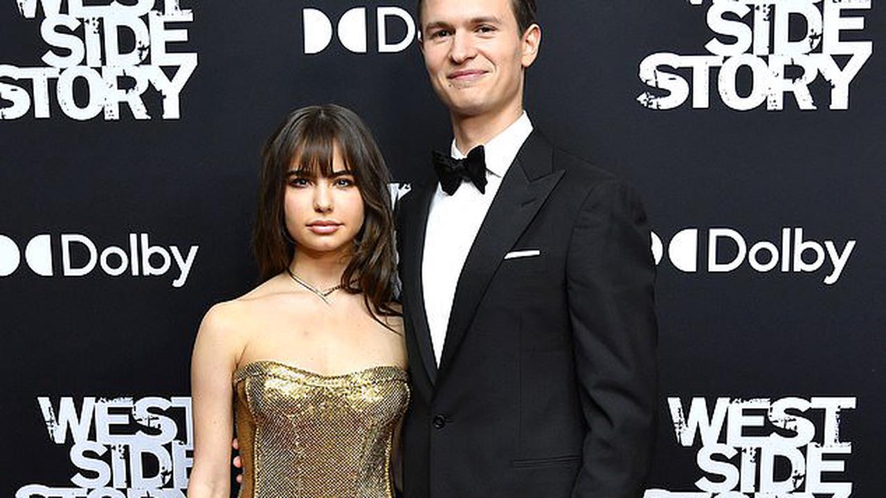 Ansel Elgort and his longtime girlfriend Violetta Komyshan attend the premiere of his film West Side Story in New York City