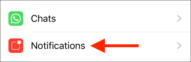 Tap on Notifications option from WhatsApp