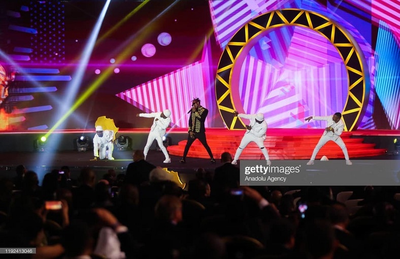Diamond gets FIFA President and Sadio Mane on their feet while performing at CAF Awards gala Hurghada Egypt