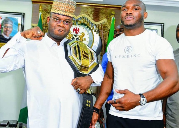 Nigerian UFC star, Kamaru Usman meets Governor Yahaya Bello (Photos)